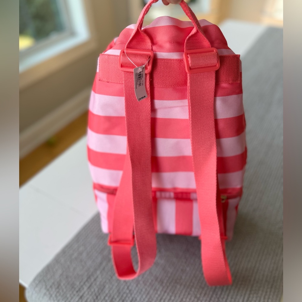 Victoria’s Secret Pink Coral Striped Drawstring Cooler Backpack NEW - Picture 11 of 14